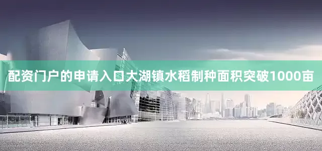 配资门户的申请入口大湖镇水稻制种面积突破1000亩